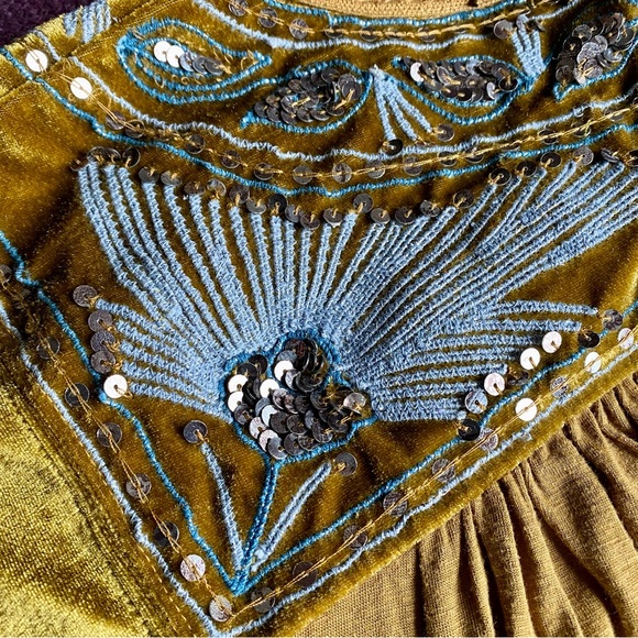 FREE PEOPLE | Trendy Boho Fall Autumn Holiday Party Velvet Embellished Sz S - Picture 7 of 13
